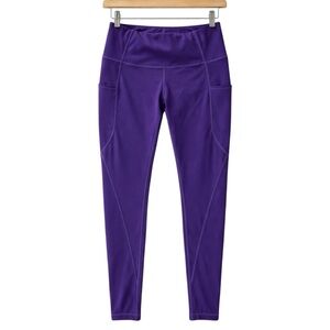 Tesla Eggplant Purple Yoga Leggings Medium Athletic Workout Pants w Pockets